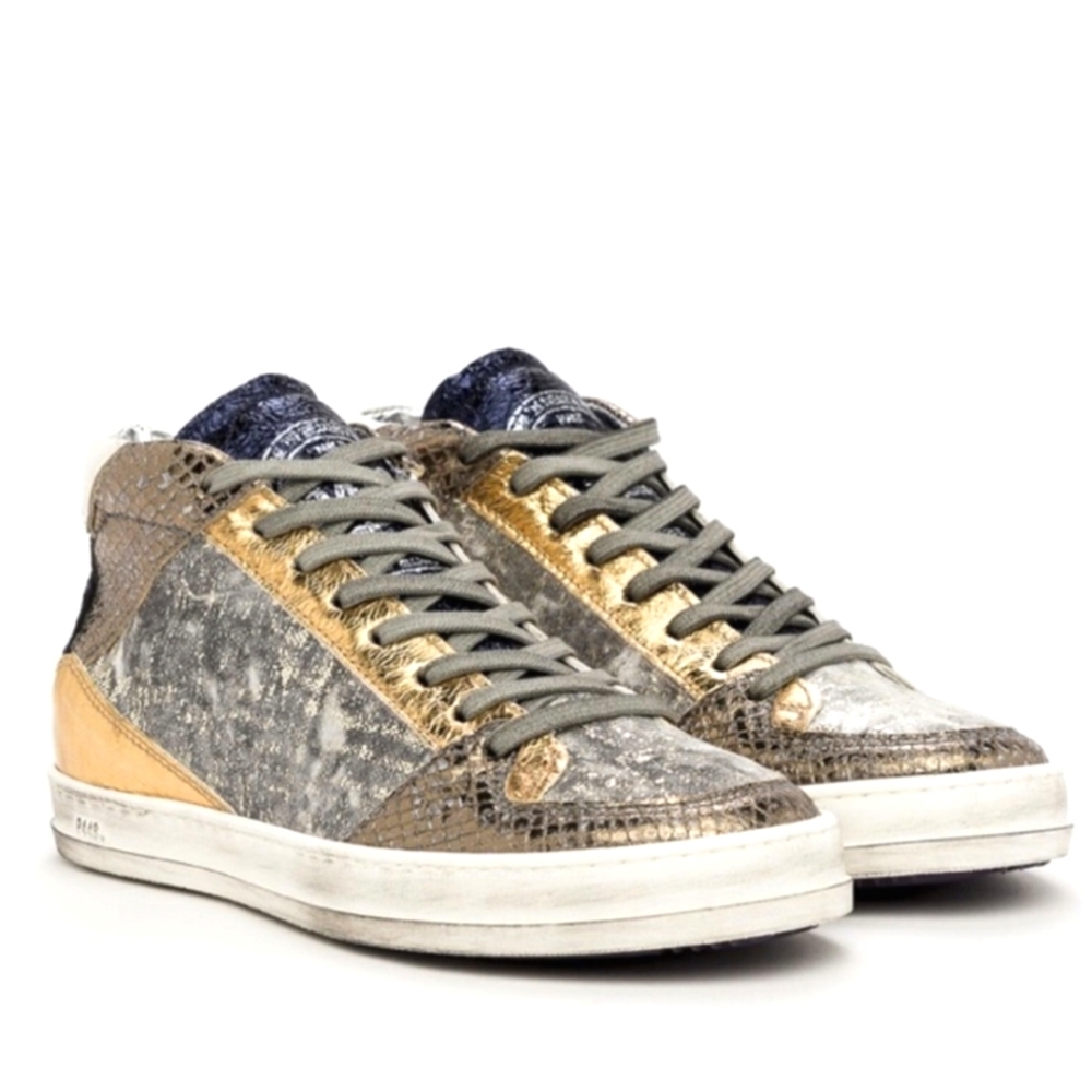 P448 Sneakers Metallic Distressed Hightop Sneakers 37 Queens Grail